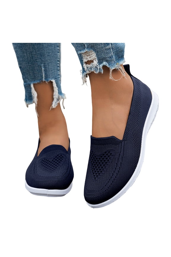 Nursing Walking Shoes for Women 2026 Spring Fall Lightweight Comfortable Mesh Memory Foam Othopedic Slip on Driving Tennis Non-Slip Work Loafers Flat Blue Size 8
