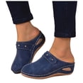 thumbnail image 1 of Rokment Ortho Wedge Clogs Open Back Dressy Sandals for Women Ladies 2026 Summer Fall Fashion Casual Suede Closed Toe Arch Support Platform Slip on Heels Mules Shoes Blue Size 6.5, 1 of 5