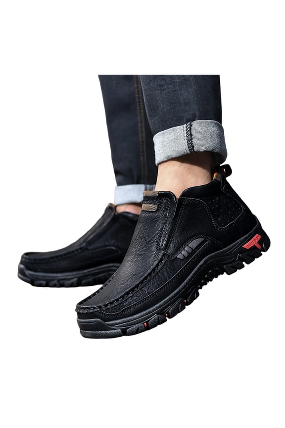 Orthopedic Ankle Chukka Boots for Men Comfortable Vintage Casual Leather Outdoor Non Slip Arch Support Walking Short Booties Fall Winter Work