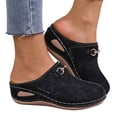 thumbnail image 1 of Rokment Orthopedic Arch Support Wedges Clogs Mules Dress Sandals for Women 2026 Summer Fashion Casual Comfortable Suede Closed Toe Orthotic Mid Heels Walking Dressy Slip on Slides Black Size 6, 1 of 6