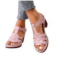 thumbnail image 1 of Rokment Orthopedic High Heels Dressy Sandals for Women Ladies 2026 Fashionable Casual Leather Platform Arch Support Chunky Block Pumps Dress Sandals Summer Pink Size 9.5, 1 of 5
