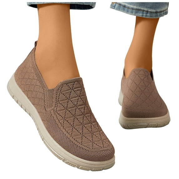 Rokment Orthopedic Platform Slip on Socks Walking Shoes for Women with Arch Support Comfortable Knitted Orthotic Nuring Non Slip Work Tennis Sneakers Coffee Size 6