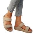 thumbnail image 1 of Rokment Orthopedic Platform Walking Slippers Sandals for Women 2026 Beach Summer Comfortable Fashion Casual Wide Width Arch Support Chunky Wedge Slip on Backless Slides Beige Size 6, 1 of 6