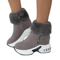 thumbnail image 1 of Rokment Orthopedic Platform Wedge Mid Calf Snow Boots for Women 2025 Winter Fashion Fuzzy Warm Air Cushion Zip up Chunky Walking Dress Ankle Booties Grey Size 8.5, 1 of 7