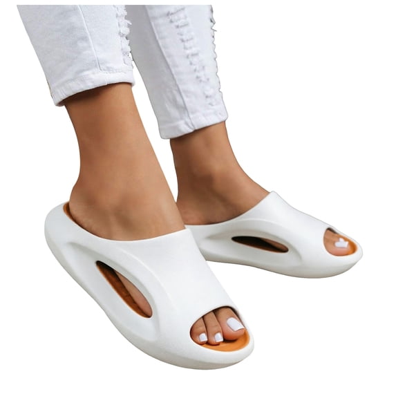 Rokment Orthopedic Slippers for Women Men Bathroom Shower House Shoes Indoor Outdoor Adult Unisex Non Slip Cloud Pillow Thick Cushioned Water Sandals Beach Orange Size 8.5
