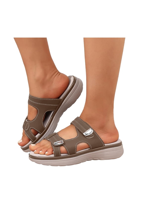 Orthopedic Walking Nursing Slip on Sandals for Women with Adjustable Straps 2026 Beach Summer Comfortable Arch Support Memory Foam Platform Casual Slippers A Size 6