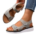 thumbnail image 1 of Rokment Orthopedic Walking Sandals for Women with Arch Support Comfortable Leather Memory Foam Wedge Heels Non Slip Work Summer Shoes Grey Size 8, 1 of 6