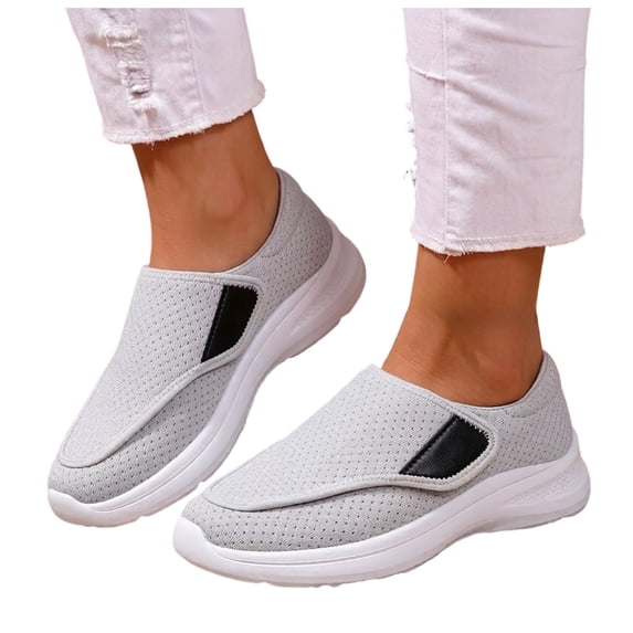 Rokment Orthopedic Walking Shoes for Women Elderly Plantar Fasciitis with Arch Support Lightweight Confortable Mesh Non Slip Work Tennis Nursing Sneakers Grey Size 8.5