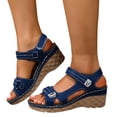 thumbnail image 1 of Rokment Orthopedic Wedges Walking Sandals for Women 2026 Summer Comfortable Leather Open Toe Platform Chunky High Heels Work Dress Sandals Adjustable A Size 6, 1 of 7