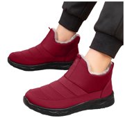 Rokment Orthopedic Winter Snow Boots for Women Seniors Cold Weather Lightweight Comfortable Warm Fuzzy Lined Nursing Walking Work Ankle Booties with Arch Support Red Size 8.5