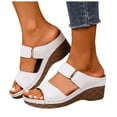 thumbnail image 1 of Rokment Orthotic Arch Support Platform Wedge Sandals for Women Ladies 2026 Fashion Comfortable Leather Fish Mouth Open Toe High Heels Dressy Slides Beach Casual Dress Slip on Summer Shoes A Size 6, 1 of 6