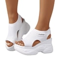 thumbnail image 1 of Rokment Platform Athletic Mesh Walking Nursing Sandals for Women 2026 Comfortable Stretchy Hollow out Open Toe Chunky Wedge High Heels Casual Orthotic Slip on Summer Shoes White Size 9, 1 of 7