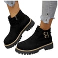 thumbnail image 1 of Rokment Platform Boots for Women 2025 Fashion Casual Buckles Chunky Mid Heel Dress Ankle Booties with Side Zipper Black Size 6.5, 1 of 7