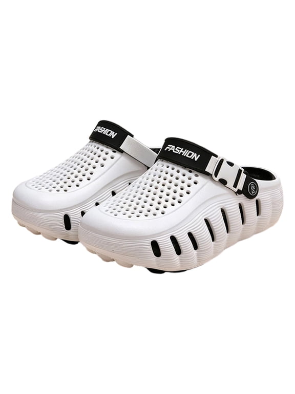 Platform Chunky Arch Support Clogs for Women Men Comfortable Garden Shoes Unisex Lightweight Closed Toe Slip on Slipper With Adjustable Back Strap Cushion Footbed Water Sandals White Size 10