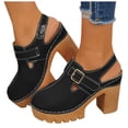 thumbnail image 1 of Rokment Platform Chunky High Heels Clogs Slingback Dress Sandals for Women Ladies 2026 Spring Summer Fashion Leather Buckles Closed Toe Chunky Block Heeled Pumps Casual Shoes Black Size 9.5, 1 of 6