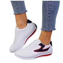 Rokment Platform Cushioned Running Walking Tennis Shoes for Women 2026 Spring Fall Stylish White Leather Memory Foam Low Top Fashion Sneakers Blue Size 6.5