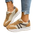 thumbnail image 1 of Rokment Platform Running Shoes Fashion Sneakers for Women Comfortable Trendy Casual Color Block Suede Leather Chunky Non Slip Walking Tennis Skate Shoes Brown Size 5.5, 1 of 7