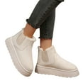 thumbnail image 1 of Rokment Platform Snow Boots for Women 2025 Winter Fleece Lined Warm Non Slip Slip-On Chelsea Ankle Booties, 1 of 6