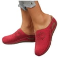 thumbnail image 1 of Rokment Platform Wedge Orthopedic Clogs and Mules Walking Slides Sandals for Women Comfortable Hollow out Floral Leather Arch Support Non Slip Work Nursing Backless Slip on Red Size 6.5, 1 of 6