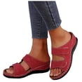 thumbnail image 1 of Rokment Platform Wedge Orthopedic Sandals for Women 2026 Summer Fashion Casual Leather Open Toe Orthotic Walking Slip on Comfortable Beach Dress Slides Slippers Adjustable Red Size 6, 1 of 5