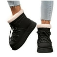 thumbnail image 1 of Rokment Platform Winter Combat Boots for Women Fashion Casual Plush Lined Warm Mid Calf Snow Ankle Booties in Cold Weather Black Size 8.5, 1 of 8