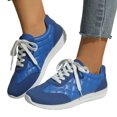 thumbnail image 1 of Rokment Quilted Retro Running Shoes for Women Retro Comfortable Casual Leather Suede Patchwork Platform Cushioned Low Top Fashion Sneakers Walking Tennis Flat, 1 of 5