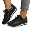 thumbnail image 1 of Rokment Quilted Retro Running Shoes for Women Retro Comfortable Casual Leather Suede Patchwork Platform Cushioned Low Top Fashion Sneakers Walking Tennis Flat, 1 of 4