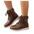 thumbnail image 1 of Rokment Retro Platform Chunky Combat Boots for Women Casual Studded Leather Lace up Motorcycle Riding Ankle Booties with Side Zipper Fall Winter, 1 of 7