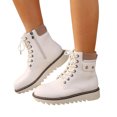 thumbnail image 1 of Rokment Retro Platform Chunky Combat Boots for Women Casual Studded Leather Lace up Motorcycle Riding Ankle Booties with Side Zipper Fall Winter, 1 of 6