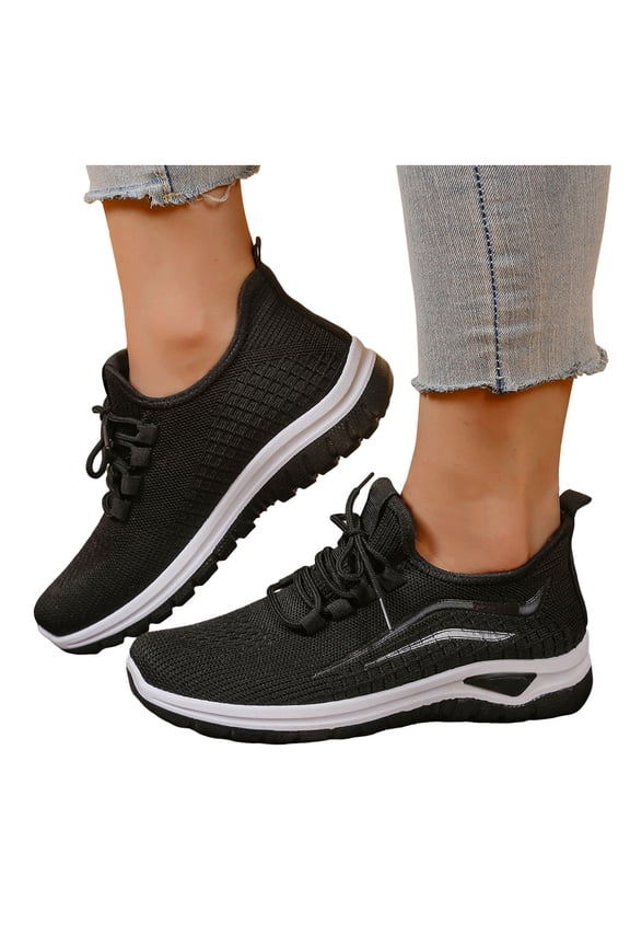 Running Shoes for Women Comfortable Mesh Cross-Training Workout Fitness Walking Nursing Trainers Sneakers with Arch Support Black Size 7