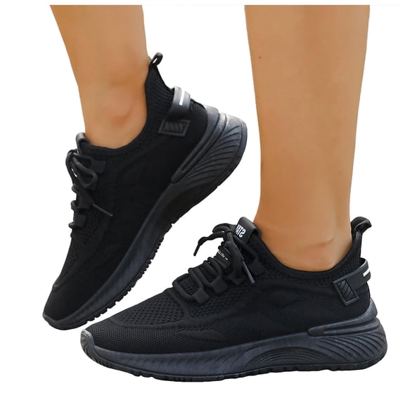 Rokment Running Shoes for Women Lightweight Breathable Athletic Air Cushion Jogging Workout Nursing Tennis Sneakers Black Size 6