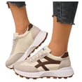thumbnail image 1 of Rokment Running Walking Shoes for Women Fashion Skateboard Sneakers Spring Fall Comfortable Casual Suede Platform Jogging Chunky Tennis Non Slip Work Footwear Beige Size 6, 1 of 6