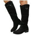 thumbnail image 1 of Rokment Slouchy Knee High Boots for Women 2026 Winter Spring Fashion Suede Solid Pointed Toe Low Heel Wide Calf Long Tall Dress Boots Ladies Black Size 9.5, 1 of 7
