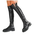 thumbnail image 1 of Rokment Slouchy Platform over The Knee Boots for Women 2025 Fashion Leather Chunky Mid Heel Pull on Long Tall Thigh High Dress Boots Fall Winter Black Size 6.5, 1 of 7