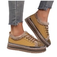 thumbnail image 1 of Rokment Sparkly Rhinestones Fuzzy Platform Fashion Sneakers for Women with Fleece Lined Winter Warm Glitter Snow Ankle Boots Flats Low Top Tennis Shoes Brown Size 6, 1 of 8