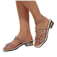 thumbnail image 1 of Rokment Sparkly Rhinestones Leaves Dress Slides Sandals for Women Bride Wedding 2026 Summer Bling Square Toe Chunky Block Low Heel Bridal Backless Slippers Beige Size 6, 1 of 6