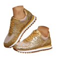 thumbnail image 1 of Rokment Sparkly Sequin Fashion Sneakers Walking Shoes for Women Fall Winter Bling Breathable Mesh Patchwork Lace up Memory Foam Non Slip Running Tennis Casual Footwear Gold Size 7.5, 1 of 6
