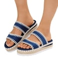 thumbnail image 1 of Rokment Stitching Espadrilles Platform Beach Sandals for Women Fashion Casual Height Increasing Flatform Comfortable Walking Chunky Flat Dress Slip on Slides Summer Vacation Blue Size 7.5, 1 of 5