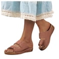 thumbnail image 1 of Rokment Studded Orthotic Platform Wedges Slip on Walking Sandals for Women Summer Beach Fashion Casual Leather Chunky Mid Heel Slides Dress Slippers Brown Size 7.5, 1 of 7