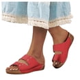 thumbnail image 1 of Rokment Studded Orthotic Platform Wedges Slip on Walking Sandals for Women Summer Beach Fashion Casual Leather Chunky Mid Heel Slides Dress Slippers Red Size 9.5, 1 of 7