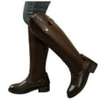 thumbnail image 1 of Rokment Vintage Knee High Riding Combat Boots for Women Fashion Casual Leather Lace up Chunky Mid Heel Wide Calf over The Knee Tall Dress Boots Fall Winter with Back Zipper Brown Size 7, 1 of 8