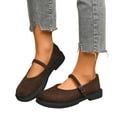 thumbnail image 1 of Rokment Vintage Mary Jane Shoes for Women 2026 Spring Fall Suede Casual Platform Chunky Low Heel Ballet Flat Walking Uniforms Dress Loafers Brown Size 7.5, 1 of 8