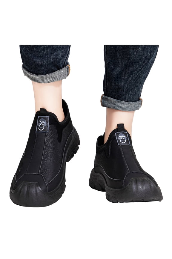 Walking Driving Hiking Shoes for Men 2026 Spring Fall Comfortable Non Slip Work Slip on Barefoot Loafers Fashion Sneakers with Protective Toe Black Size 10