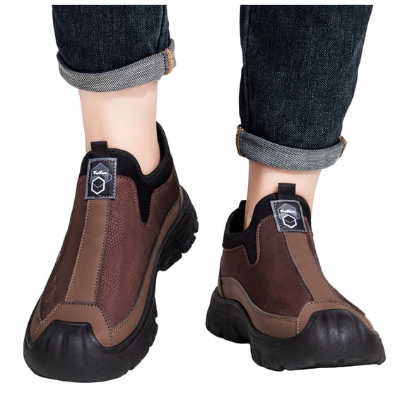 Rokment Walking Driving Hiking Shoes for Men 2026 Spring Fall Comfortable Non Slip Work Slip on Barefoot Loafers Fashion Sneakers with Protective Toe Coffee Size 10