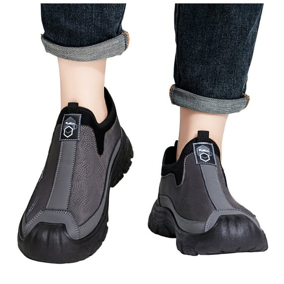 Rokment Walking Driving Hiking Shoes for Men 2026 Spring Fall Comfortable Non Slip Work Slip on Barefoot Loafers Fashion Sneakers with Protective Toe Grey Size 8