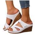 thumbnail image 1 of Rokment Wedges Dress Sandals for Women Ladies 2026 Summer Fashion Casual Leather Open Toe Platform Dressy Slip on Ladies Orthotic Arch Support Chunky High Heels Beach Slides F Size 7.5, 1 of 7
