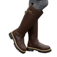 thumbnail image 1 of Rokment Wide Calf Knee High Motorcycle Riding Boots for Women 2026 Fashion Casual Buckles Leather Platform Chunky Heels Mid-Calf Long Tall Booties Fall Winter, 1 of 7