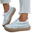 thumbnail image 1 of Rokment Wide Toe Box Chunky Walking Shoes For Women Comfortable Breathable Mesh Knit Thick Sole Low Profile Tennis Flat Fashion Sneakers Fall Casual Footwear, 1 of 6