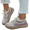 thumbnail image 1 of Rokment Wide Toe Box Chunky Walking Shoes For Women Comfortable Breathable Mesh Knit Thick Sole Low Profile Tennis Flat Fashion Sneakers Fall Casual Footwear, 1 of 6