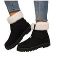 thumbnail image 1 of Rokment Winter Snow Boots for Women Fashion Thermal Comfortable Fuzzy Plush Lined Platform Low Heel Ankle Booties Black Size 6.5, 1 of 6